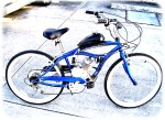 Plain Blue Motorized Bicycle